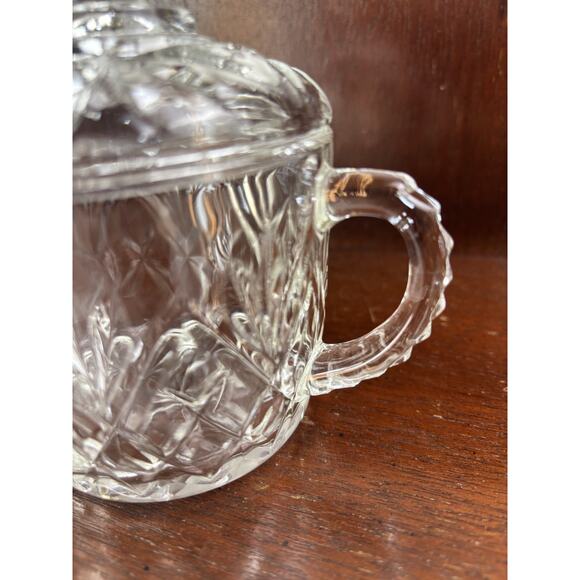 Vintage Anchor Hocking Prescut Star Pattern Sugar Dish With Handles - Picture 6 of 8
